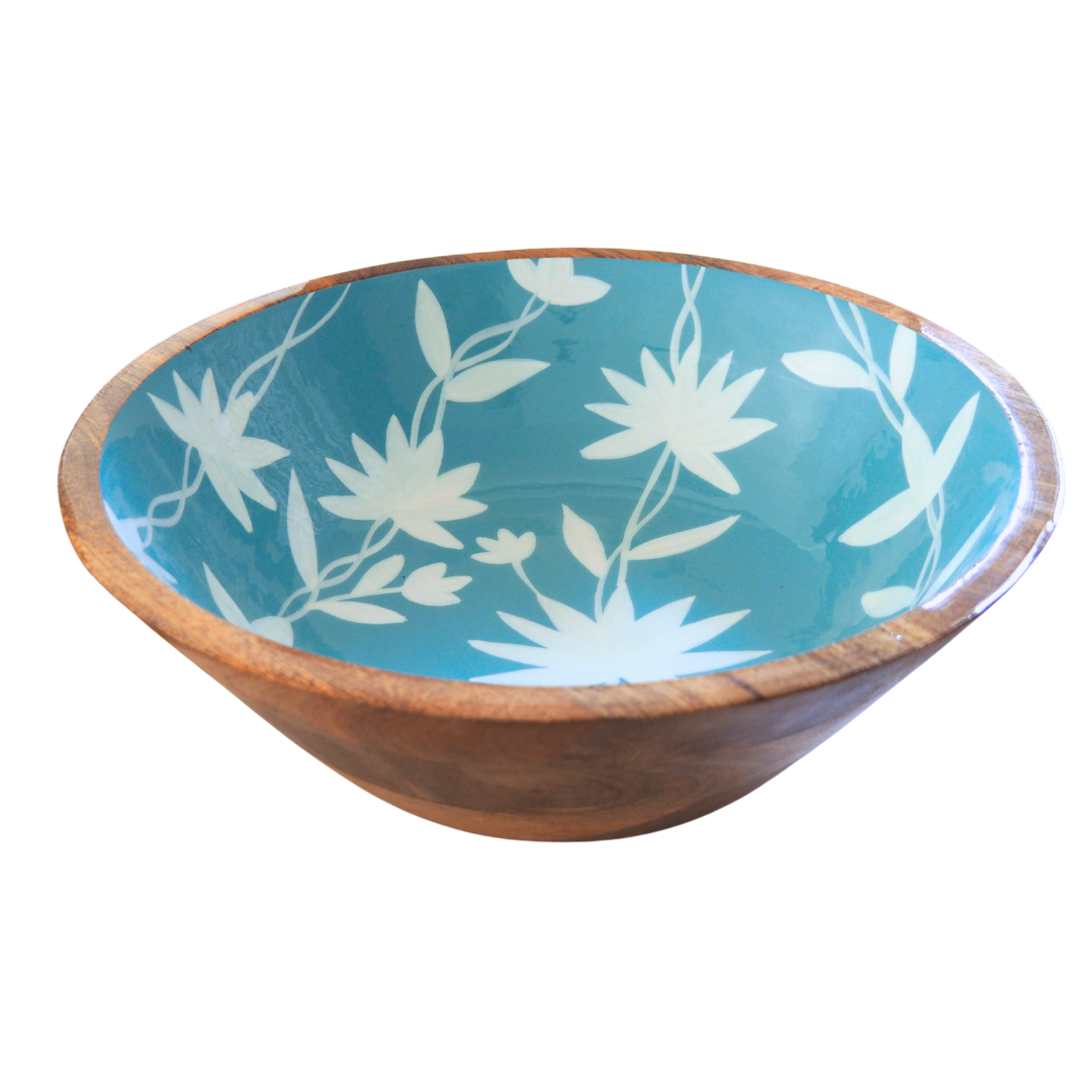 Only Natural - Schaal large (40cm) - Lichtblauw bloemen