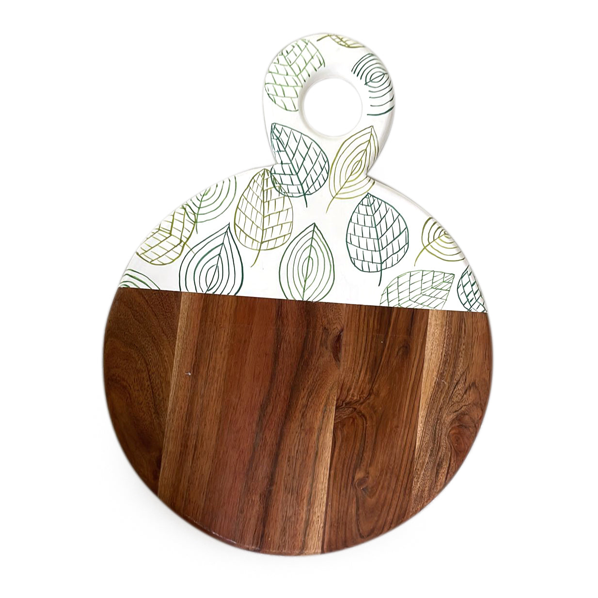 Only Natural - Serveerplank rond - Blaadjes