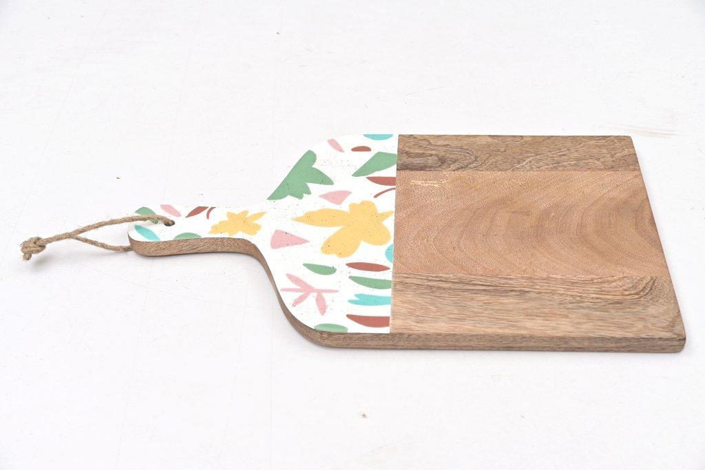 Only Natural - Serveerplank vierkant - Grafische bloemen vrolijk