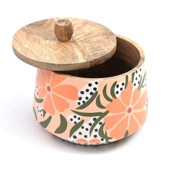 Only Natural - Houten voorraadpot - Hawaii bloemen