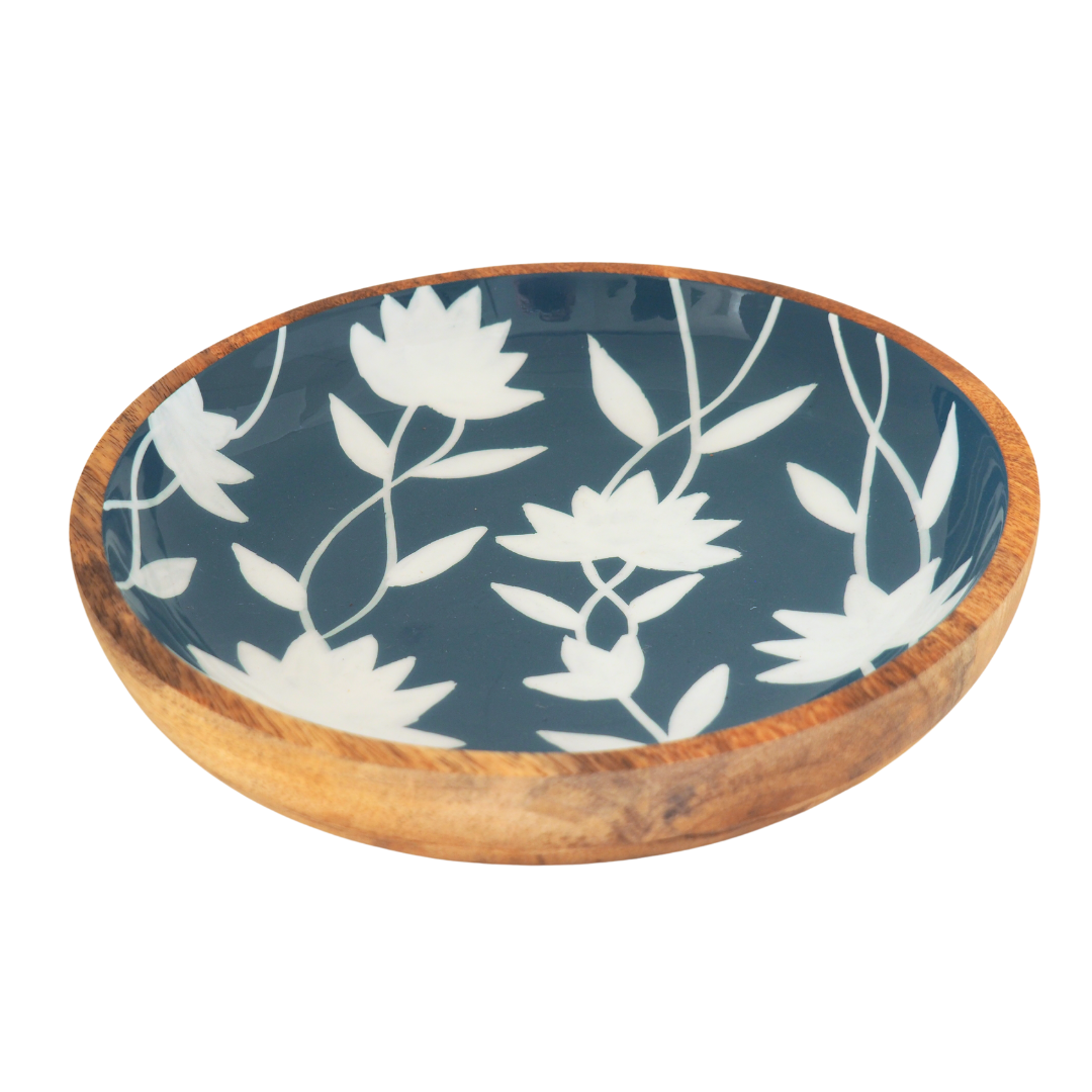 Only Natural - Schaal medium (27cm) - Donkerblauw bloemen